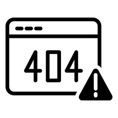 error 404 notification icon for website problem representation