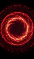 Wall Mural - A ring of red neon energy waves on a dark background with magical sparks