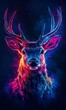 © Lucianastudio - Abstract neon deer with glowing fur and antlers, surreal vibrant colors, high-detail ultraviolet aesthetic, dark modern background
