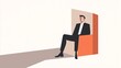 © ThatWorksMedia - Businessman in a Box: A Contemplative Portrait - Modern Art & Minimalist Design