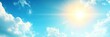 © Andrei - Beautiful Azure Sky With Fluffy White Clouds And Bright Sun, Natural Background With Copy Space
