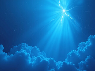 Wall Mural - a background of soft blue hues is illuminated by neon light rays that appear as magical and dreamlik