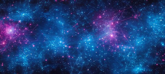 Wall Mural - glowing neural network. abstract background with interconnected nodes, lines, and dynamic movement
