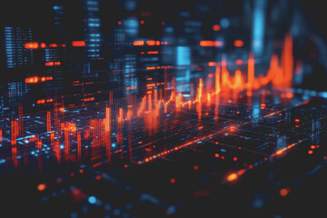 abstract background digital data financial investment and trading graph chart.