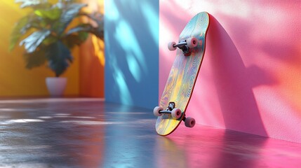 Wall Mural - Vibrant Skateboard in a Colorful Room