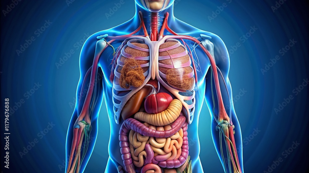 Leftside Human Body Internal Organs Left Side Anatomy Illustration, Medical ...
