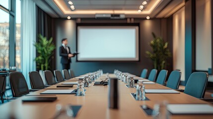 Leinwandbilder - Professional Conference Room Setup with Empty Seats and Modern Design for Business Meetings