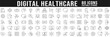 © tutti_frutti - Big set of digital healthcare line icons. Diagnosis, technology, app etc. Editable stroke