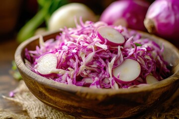 Poster - Bowl of toned radish and cabbage slaw