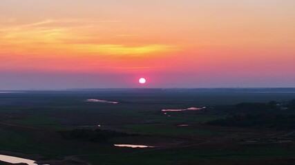 Wall Mural - Ecological wetland, lake sunset