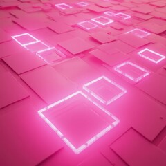 Poster - Neon Square Pixel Art