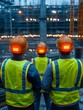 © Anurak - Construction workers overseeing project development urban construction site photo evening back view teamwork in action