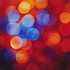 Wall Mural - Abstract Background, Orange And Blue Bokeh Lights, Molecular Structure, Modern Design.