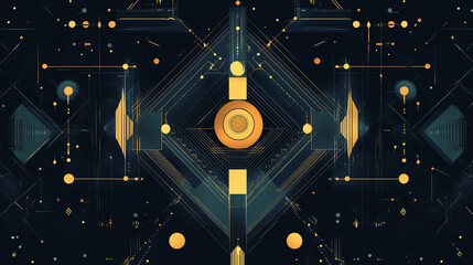 Wall Mural - abstract geometric art background design.