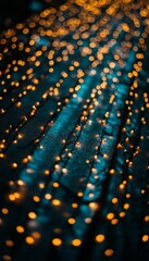 Wall Mural - twinkling fairy lights on a deep blue background, creating a magical and festive atmosphere