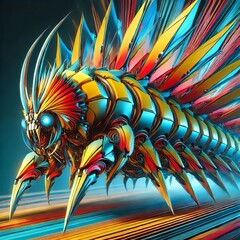 Futurism Caterpillar Emphasizing dynamic motion and modernity wi