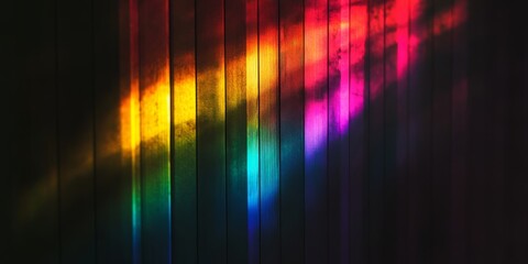 Sticker - Explore vibrant prismatic light leaks that create stunning rainbow bokeh visuals on dark backgrounds, perfect for modern artistic design and digital effects to elevate your creative projects