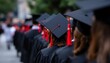 © faturlp24 - Graduation Caps: A Serene Row of Black Graduation Caps