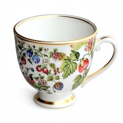 Wall Mural - A white cup with a floral design on it