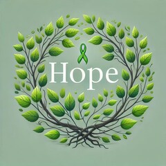 Wall Mural - Hope Branches with vibrant green leaves representing optimism an