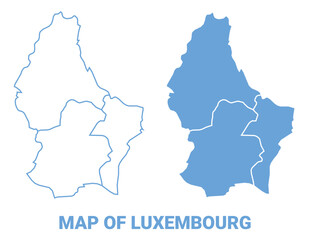 Luxembourg Blue map flat regions border outline vector illustration