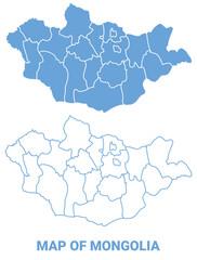  Vietnam Blue map flat regions border outline vector illustration