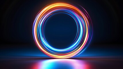 Wall Mural - vibrant neon circular light trails abstract design