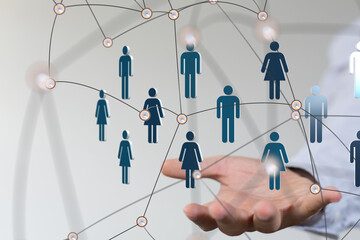 Aufkleber - Global network. Blockchain. 3D illustration. Neural networks and artificial intelligence. Abstract