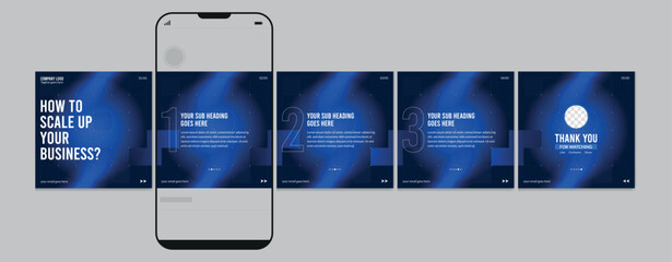 Wall Mural - linkedin carousel post design, editable social media instagram carousel post, most engaging business