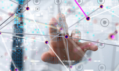 Aufkleber - Neural network 3D illustration. Big data and cybersecurity - 3d