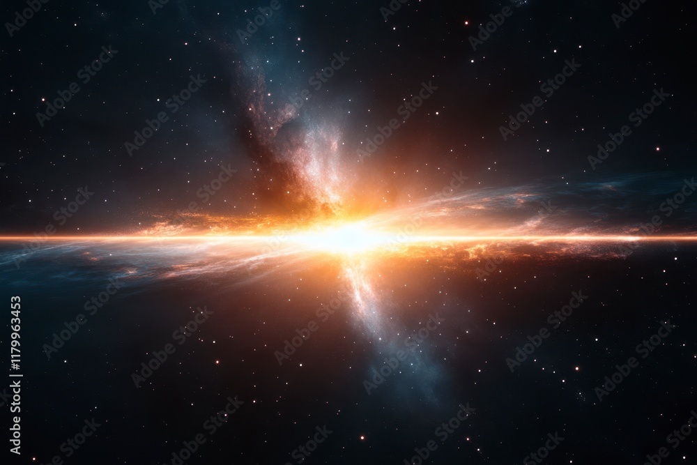 Vibrant cosmic explosion illuminating the vastness of space at twilight ...
