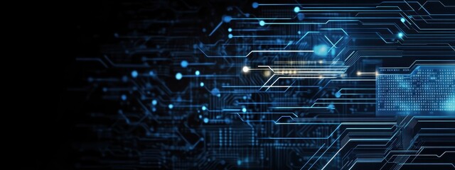 Digital technology, binary code stream, glowing blue data, futuristic interface, abstract cyber landscape, information flow, network connections, technological background, digital transformation, data