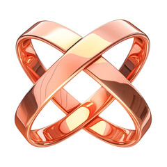 Poster - rose gold metallic X symbol with shiny, reflective surface isolated on transparency background, showcasing modern and elegant design