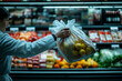 © Olena - Store employee arranges fresh pastries in a grocery aisle during afternoon shift