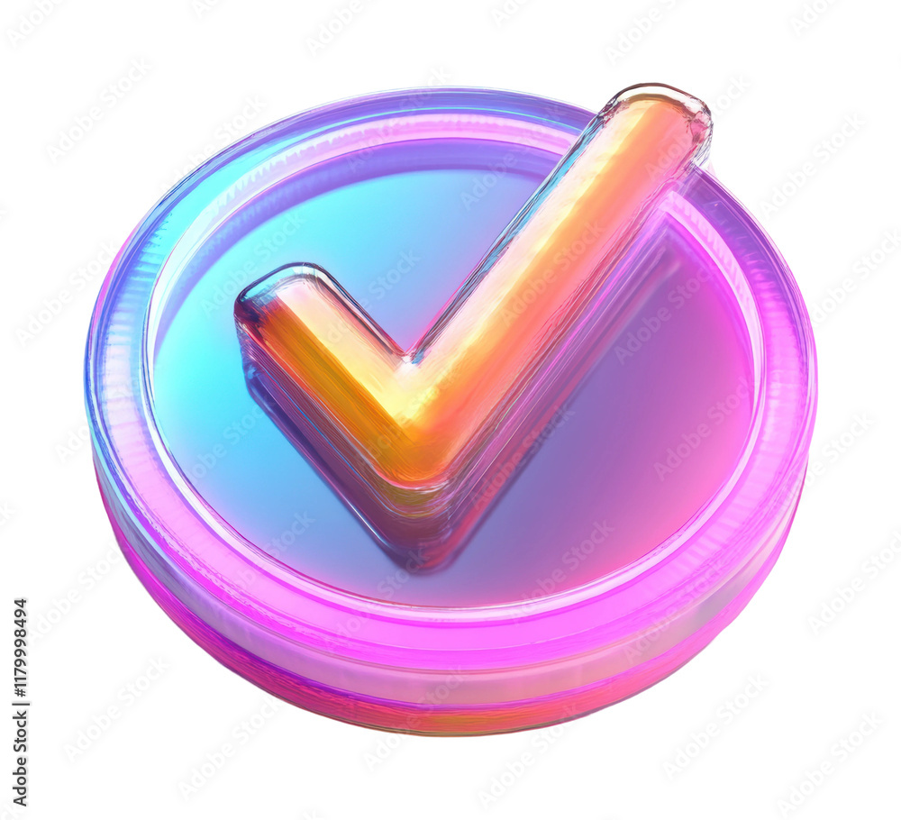 Holographic check mark button animation digital high fidelity ...