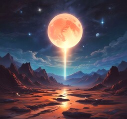 Illustration of outer planet with starry galaxy.
