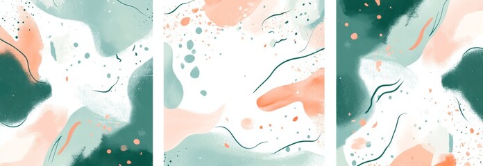 A trendy collection of abstract, creative, minimalistic artistic hand-drawn compositions