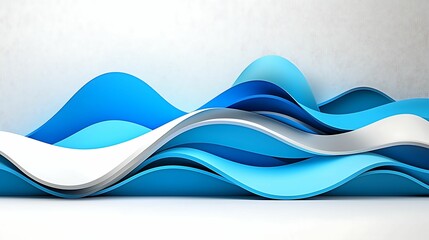 Wall Mural - a dynamic composition of flowing blue waves, showcasing a blend of light and shadow, evoking a sense