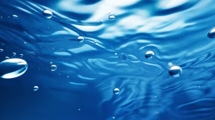 Poster - Submerged Serenity: Abstract underwater scene with air bubbles rising through crystal clear blue water.  A mesmerizing image perfect for relaxation, spa, or aquatic themes. 