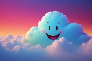 Wall Mural - there is a smiley face in the clouds with a pink sky