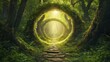 © hello - Enchanted Forest Path: Serene Stone Walkway through Lush, Green, Mystical Rings