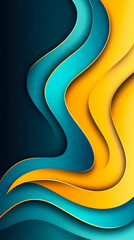 Aufkleber - Smooth, flowing waves in blue and yellow create a vibrant abstract design, adding a modern touch to any creative project
