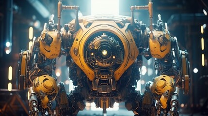 Futuristic Robot Design with Detailed Mechanical Features and Lights