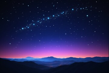Wall Mural - starry night sky with mountains and stars in the distance