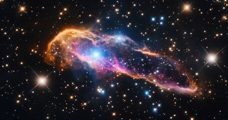 Wall Mural - Cosmic wonder: A vibrant nebula shines brightly amidst a field of stars.