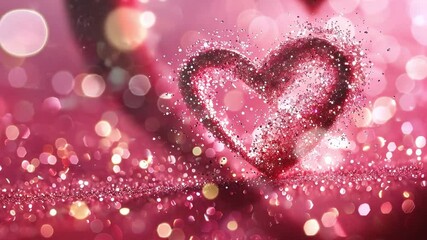 Aufkleber - Sparkling Heart: A delicate heart shape drawn in shimmering glitter, bathed in warm, romantic pink light.  The perfect backdrop for expressing love, romance, and heartfelt emotions.