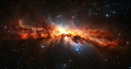 Wall Mural - Fiery Nebula in Deep Space