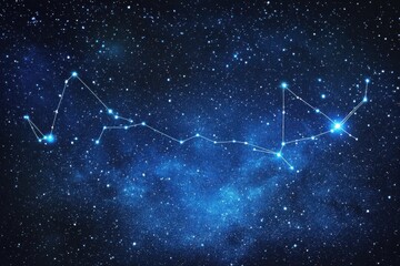 Wall Mural - Celestial wonder: a constellation shines against a dark blue night sky.