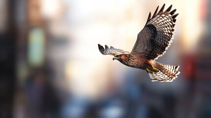 Wall Mural - a bird soaring through the sky with outstretched wings and a turned head