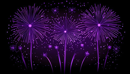 Wall Mural - Bright purple fireworks lighting up the night sky in a lively celebration  -